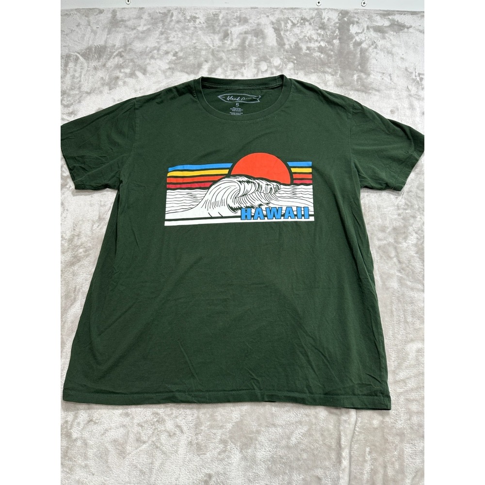 Island Crew Hawaii T-Shirt‎ Men's Size XL Green Short Sleeve Crew Neck EUC